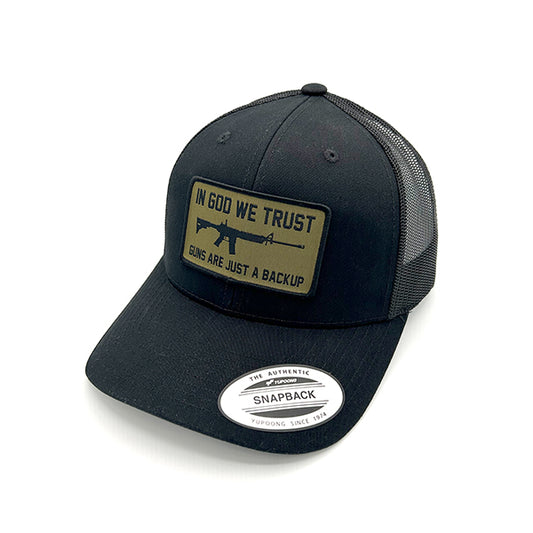 In God We Trust Guns Are Just Backup Woven Patch Hat