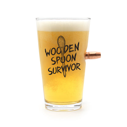 Wooden Spoon Survivor - 50 Cal Pint Glass