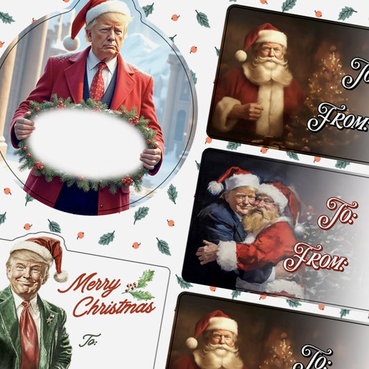 Trump Christmas Gift Tag Sticker Sheet