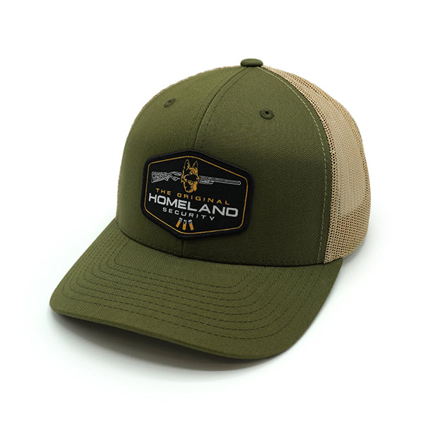 The Original Homeland Security Woven Patch Hat - Curved Bill Snapback /  Moss And Khaki